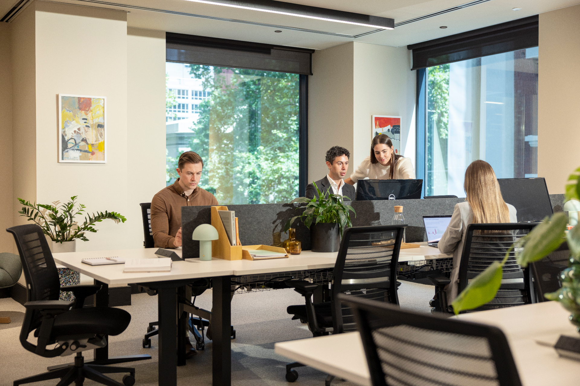 Team collaborating in a private office at Space&Co 530 Collins