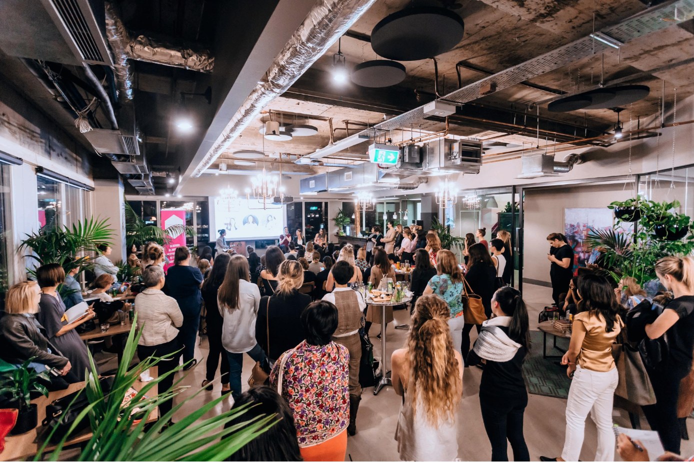 Networking event in a flexible workspace