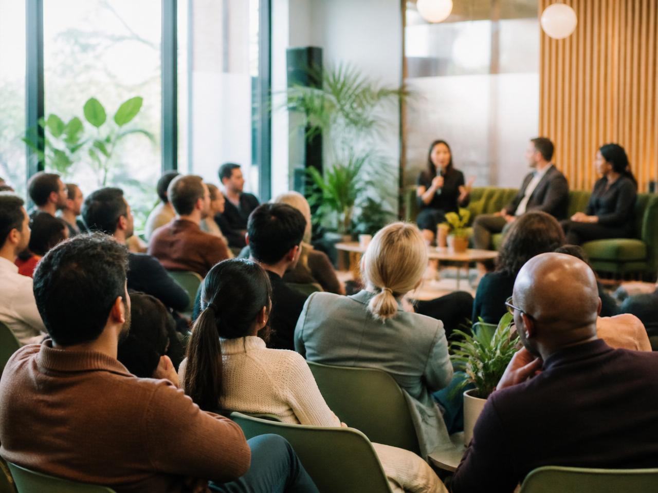 Industry leaders networking at a professional business event